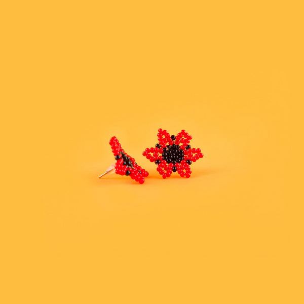 Red Flower Studs