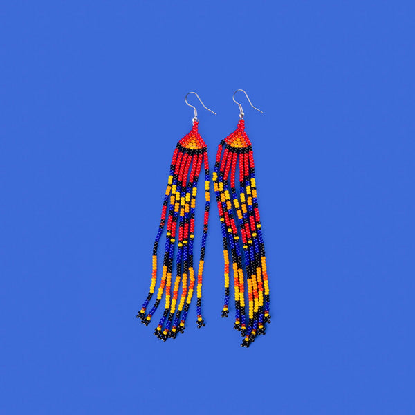 Red-Yellow long earrings