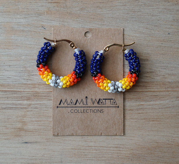 Mini Blue Beaded Hoops