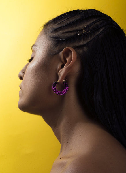 Pink Beaded Hoops