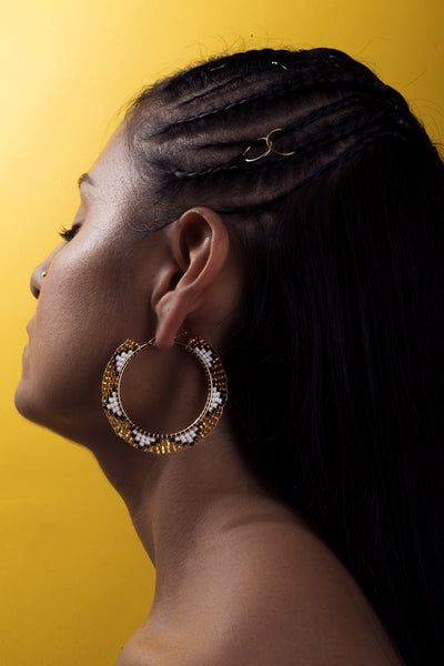 Gold Beaded Hoops